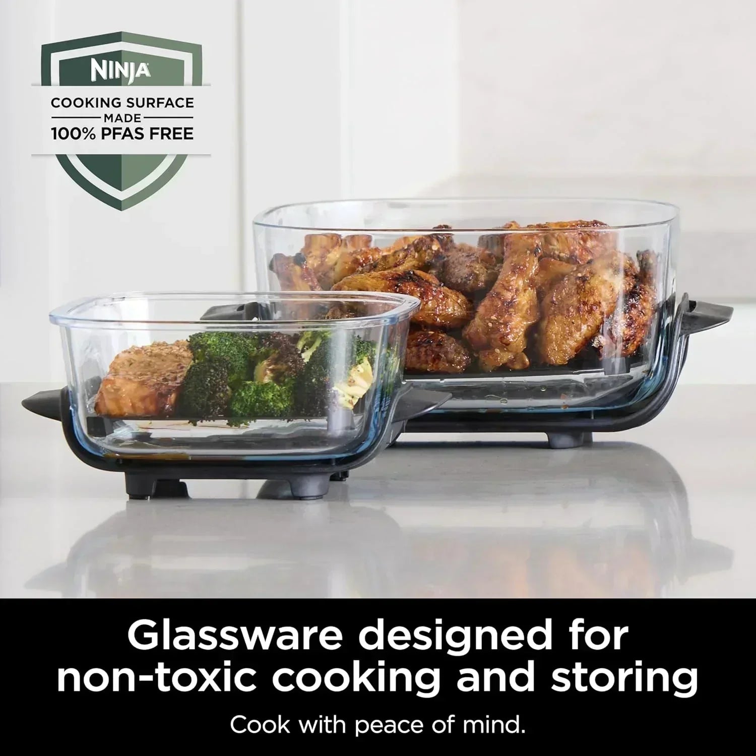 Ninja Crispi 4 in 1 Portable Glass Air Fryer Cooking System 4QT 6 Cup TempWare Glass Containers