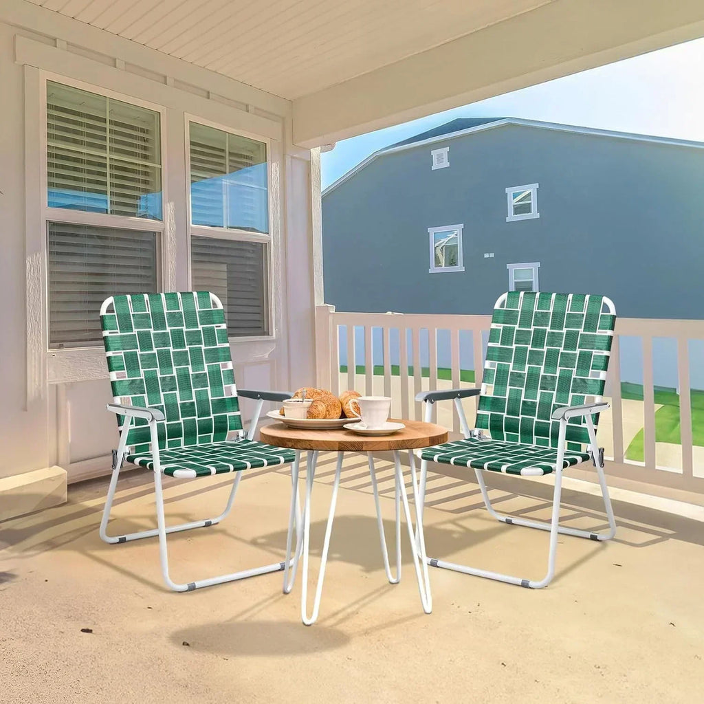 VINGLI Patio Lawn Webbed Folding Chairs Set of 2 Outdoor Beach Portable Lawn Chair