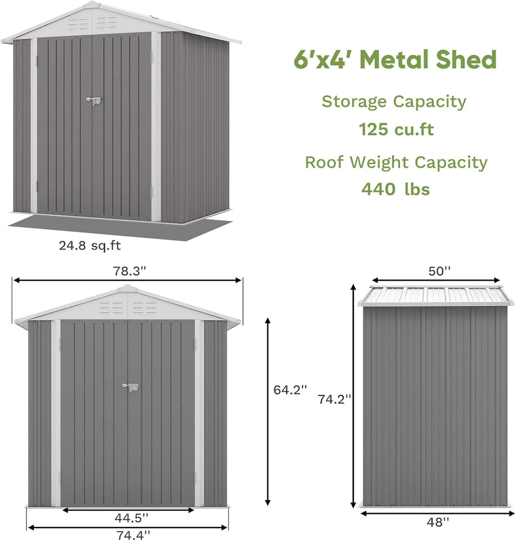 Patiowell 5x3 FT Outdoor Storage Shed Tool Shed with Sloping Roof and Lockable Door Metal Shed