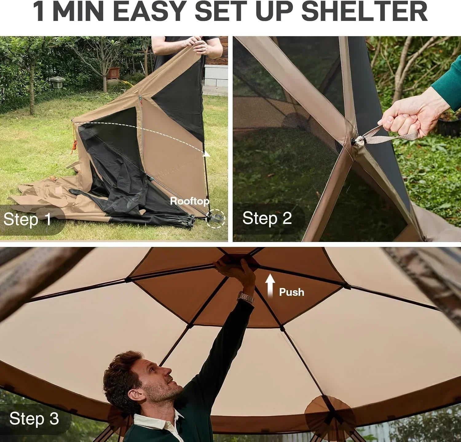 Pop up Screen House Tent for Camping 11.5 x 9.8 ft Instant Screened Gazebo Canopy