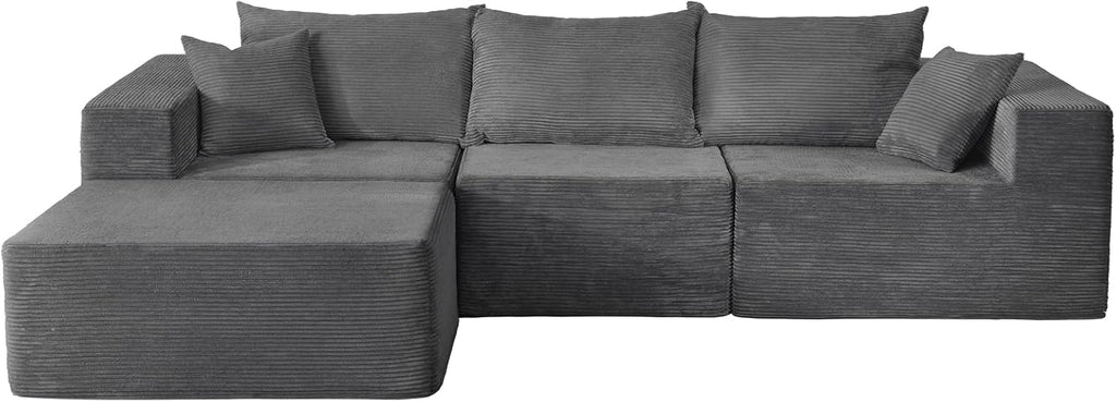 Cloud sofa with L-shaped lounge chair modern modular sofa with deep seats