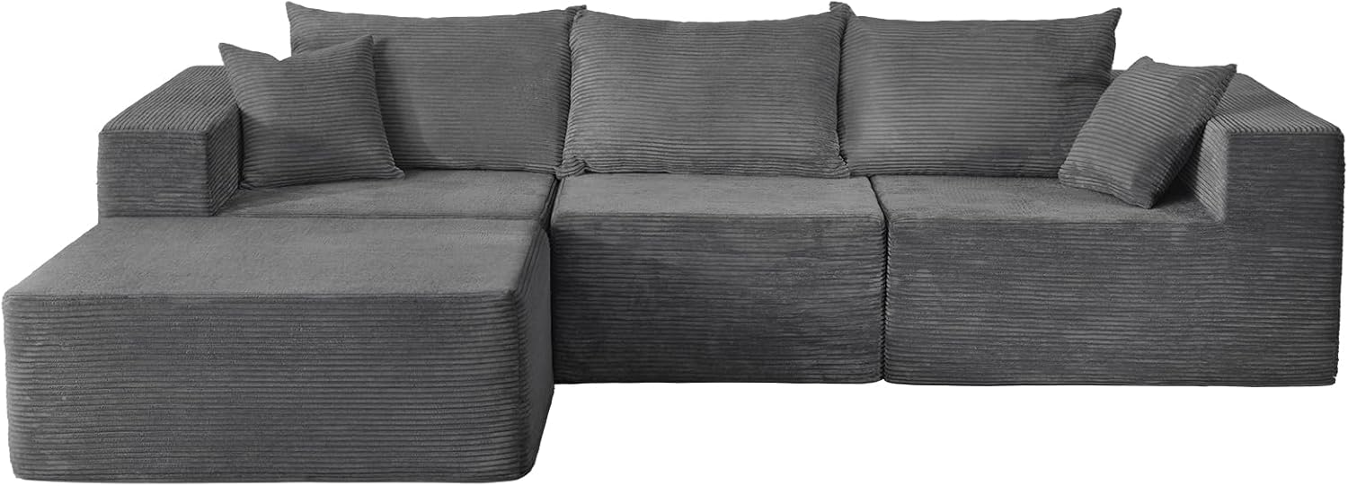 Cloud sofa with L-shaped lounge chair modern modular sofa with deep seats