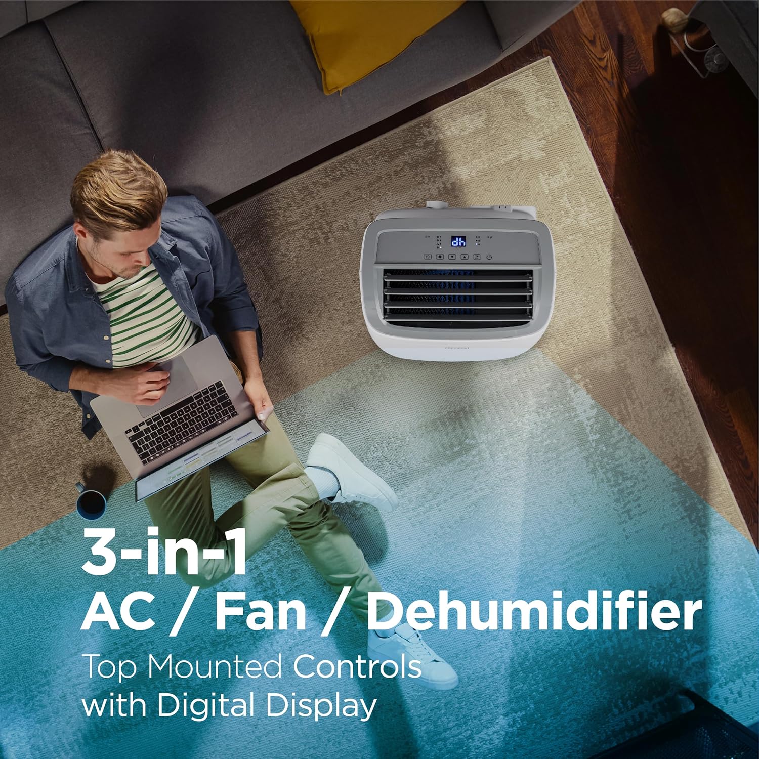 BLACK+DECKER 10,000 BTU Portable Air Conditioner for Rooms up to 450 Sq. with Remote Control, White