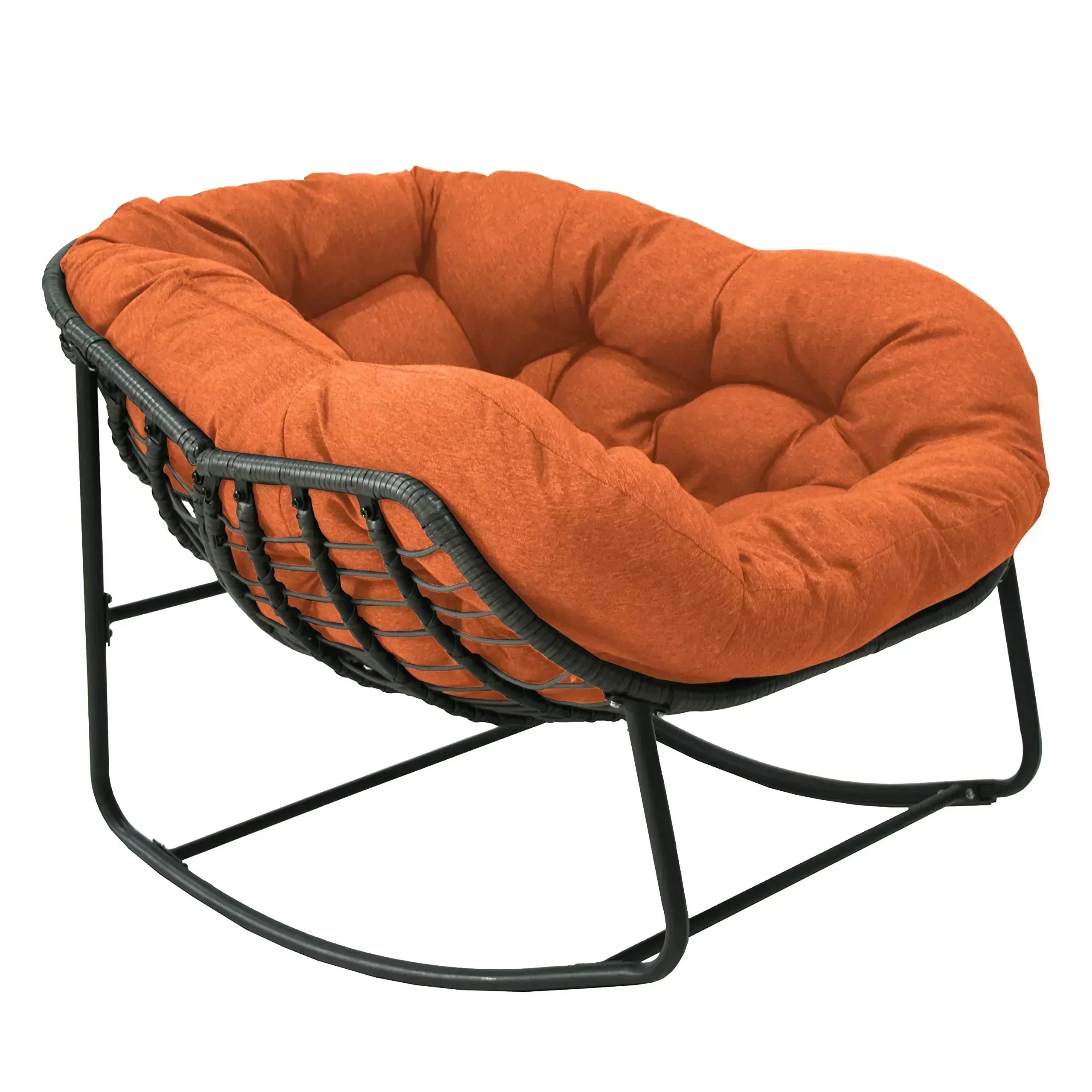 Outdoor Rocking Chair Padded Cushion Rocker Recliner Chair Outdoor for Front Porch