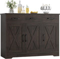 HOSTACK Modern Farmhouse Sideboard Buffet Cabinet Barn Doors Buffet Storage Cabinet with Drawers