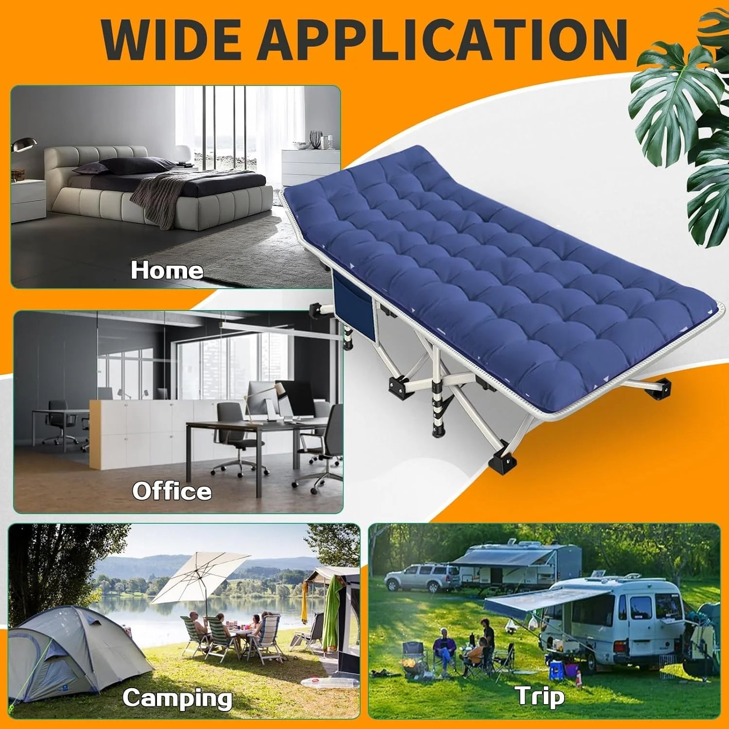 2 Pack Camping Cot with Mattress Comfortable Cot Bed Folding Cot Heavy Duty Cots for Sleeping with Carry Bag for Adults Kids Guest Bed Outdoor Indoor Home