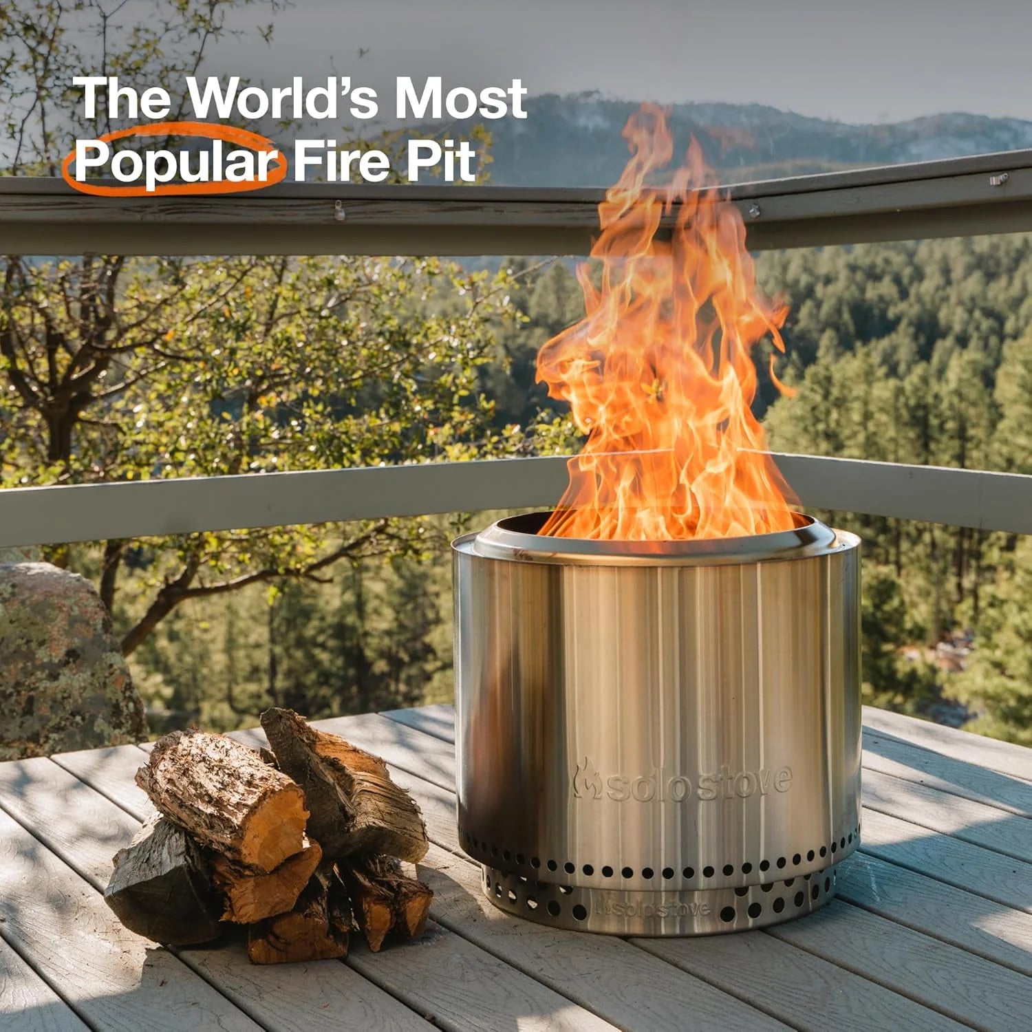 Solo Stove Bonfire 2.0 with Stand, 19.5 Inch Smokeless Fire Pit with Removable Ash Pan - Portable Outdoor Fire Pit - Stainless Steel Wood Burning Fireplace, Ideal for 4-6 People, 21.75 lbs