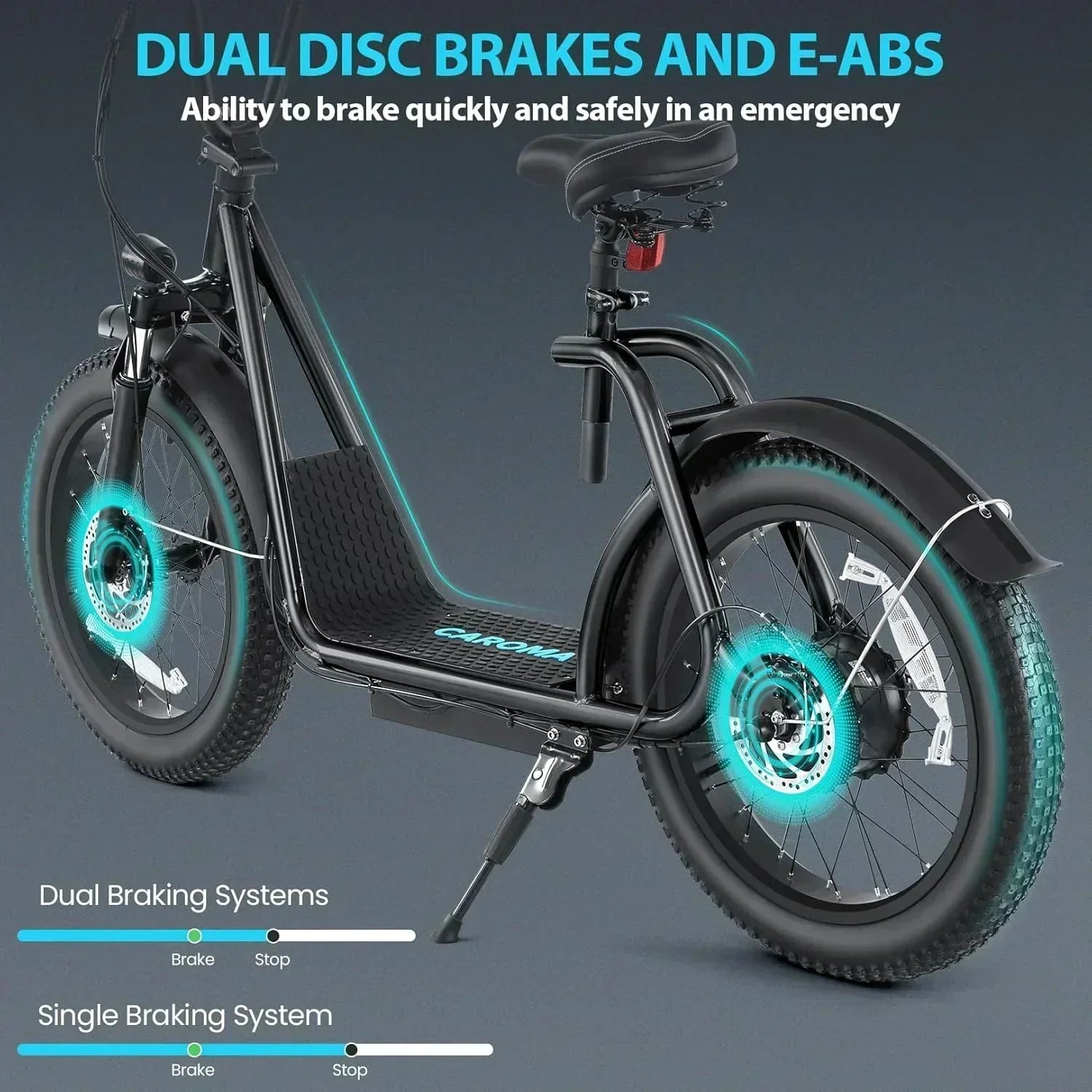 Caroma Peak 800W Foldable Adult Electric Scooter with 20-inch Wide Tires 48V Battery Basket