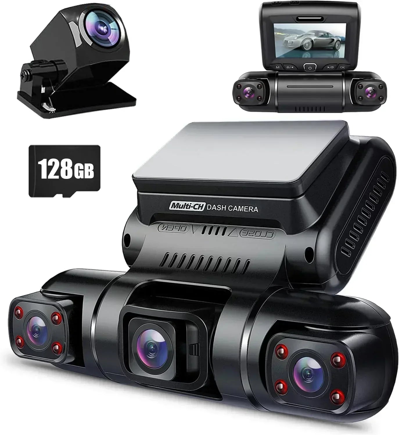 PRUVEEO 360-degree view car dash cam built-in GPS WiFi recording parking mode monitor