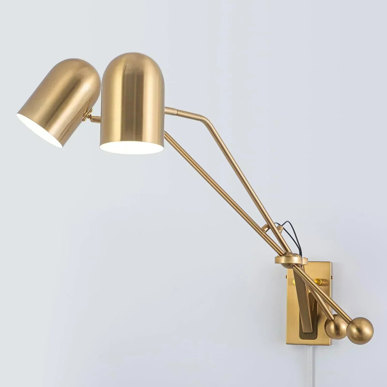 Modern Plug in Wall Sconces Set of 2 Black Swing Arm Wall Lights with ON/Off Switch Cord