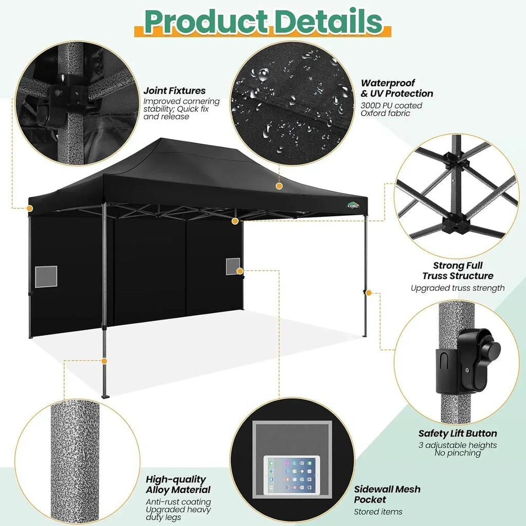 COBIZI 10x20 Heavy Duty Pop up Canopy Tent 6 sidewalls Commercial Canopy Wedding Party Tents