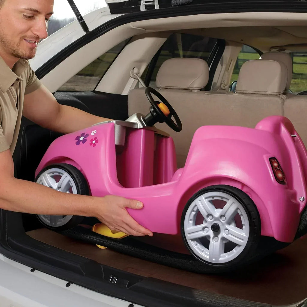 Step2 Whisper Ride II Ride On Push Toy Car Pink Ride On Car with Included Seat Belt Easy Storage