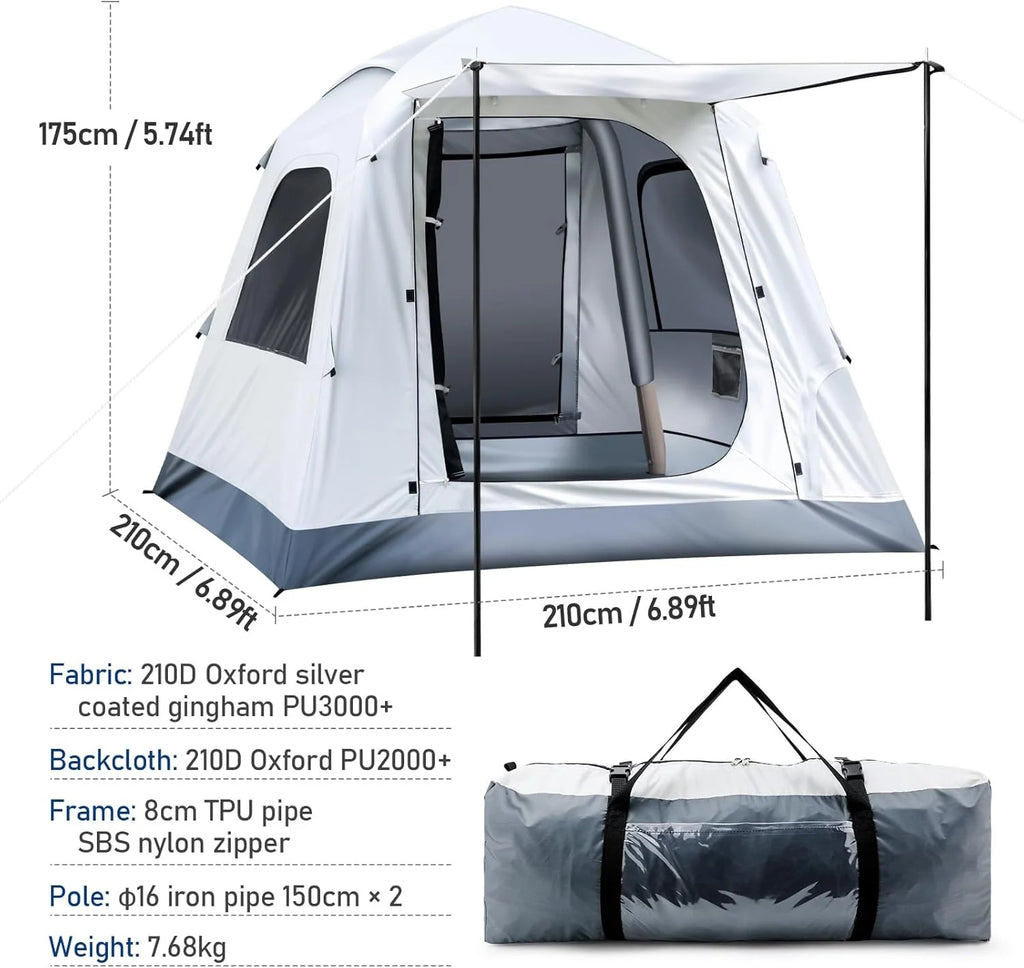 Automatic Inflatable Camping Tent��Easy Set up 3-4 Person Glamping Outdoor Air Blow Up Tents, Quick Setup Air Tent with a Built-in air Pump,Waterproof Inflatable House Tent for Adults