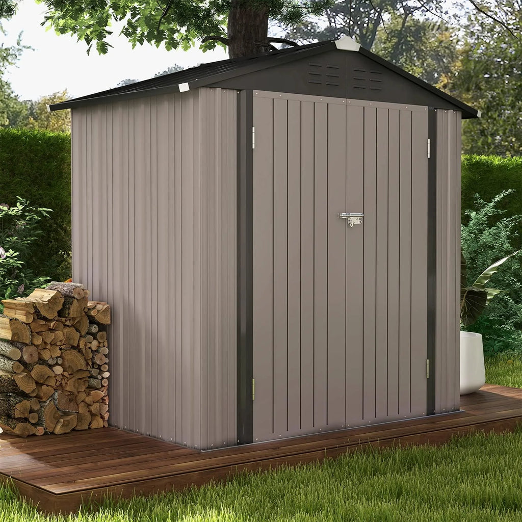 Patiowell 5x3 FT Outdoor Storage Shed Tool Shed with Sloping Roof and Lockable Door Metal Shed