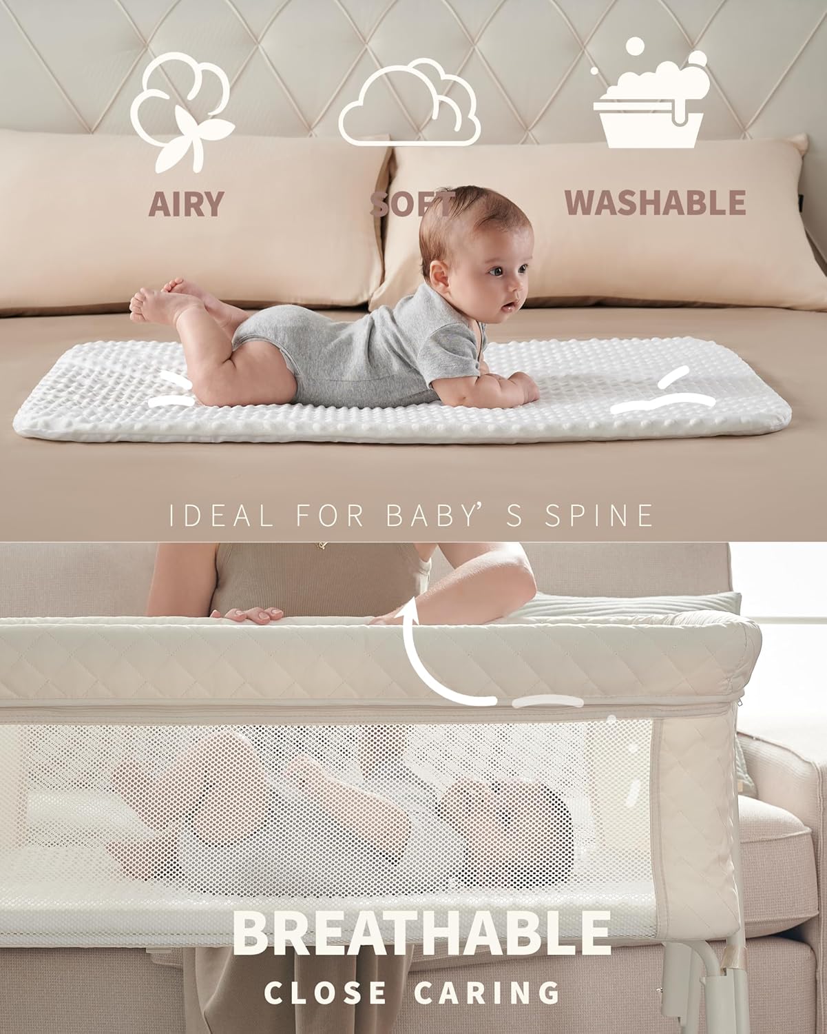 Bassinet Bedside Sleeper Baby Crib for Newborn Baby Bassinets Bedside Sleeper 4 Auto-Lock