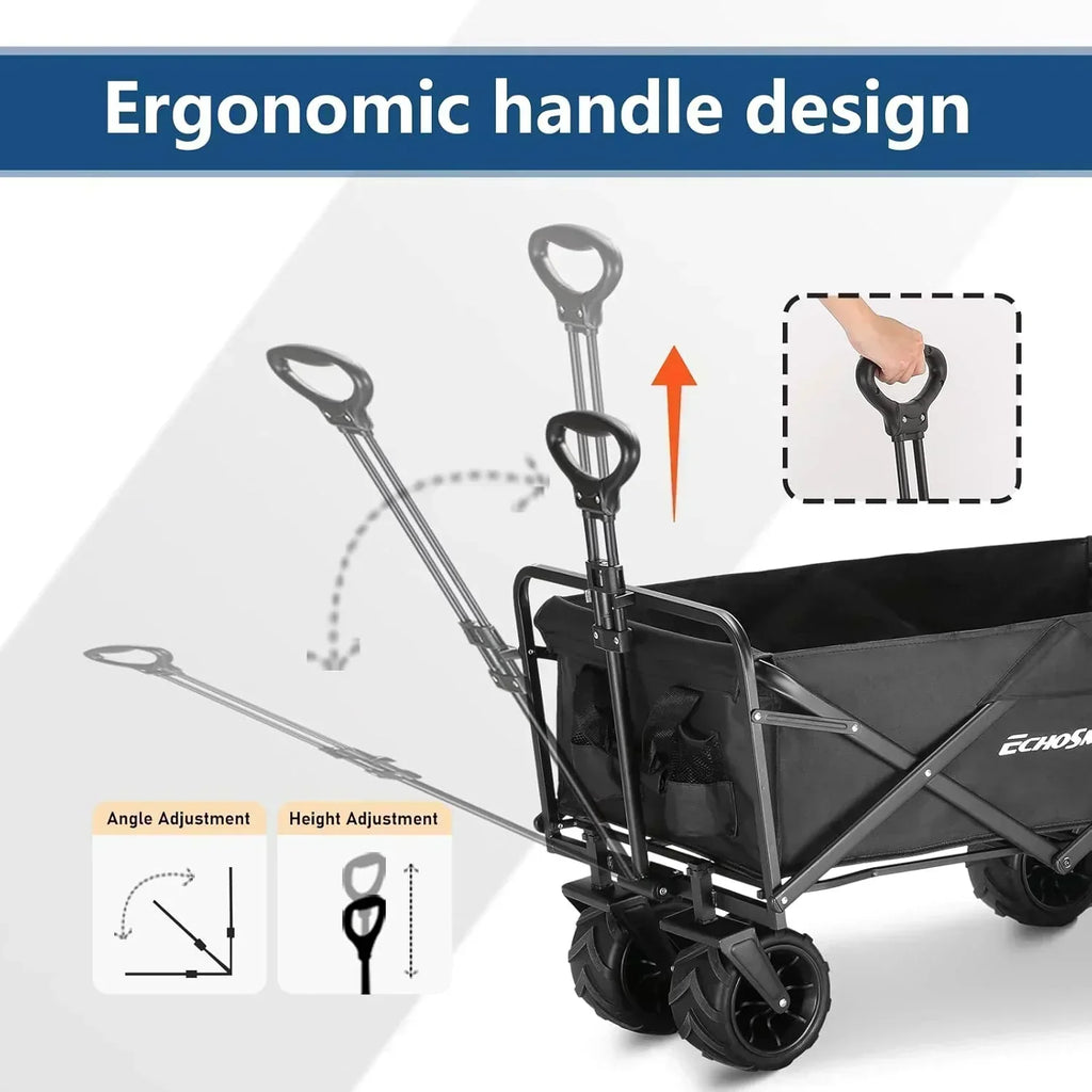 Heavy Duty 350 lb Capacity Foldable Caravan Outdoor Folding Camping Caravan Portable Grocery Cart