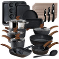 Cookware Set-17 Piece Non-stick Cooking Pan Set Black Granite Pots and Pans Set