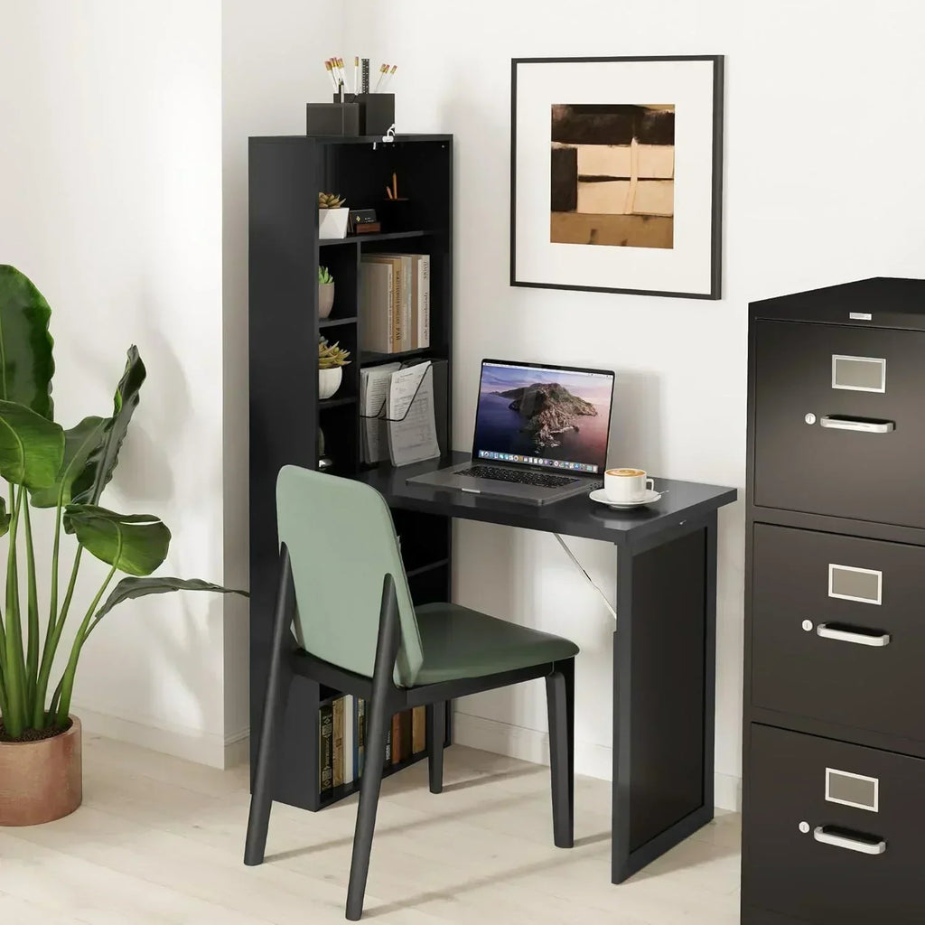 Folding convertible writing desk wall mounted desk cabinet multifunctional home workstation