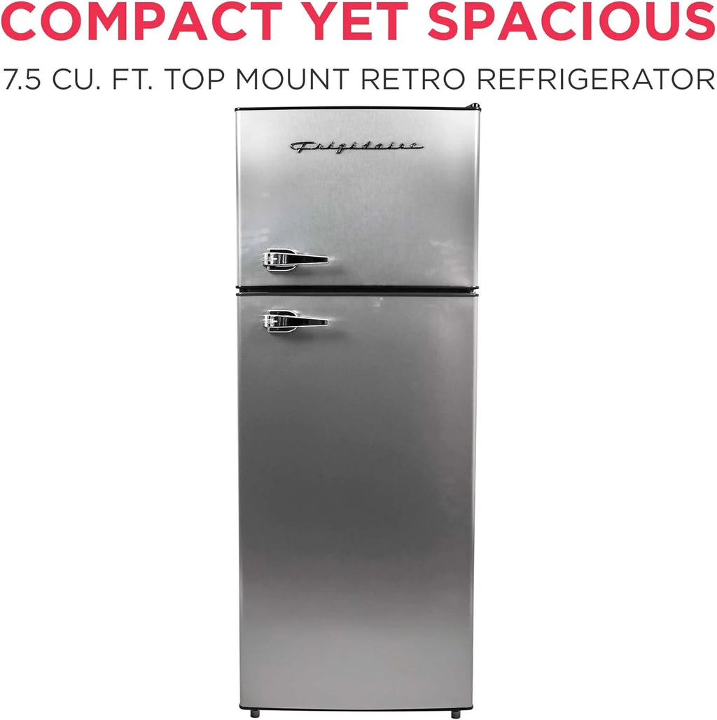 Frigidaire 2 Door Apartment Size Refrigerator Freezer Combo 7.5 cu ft Platinum Series Stainless