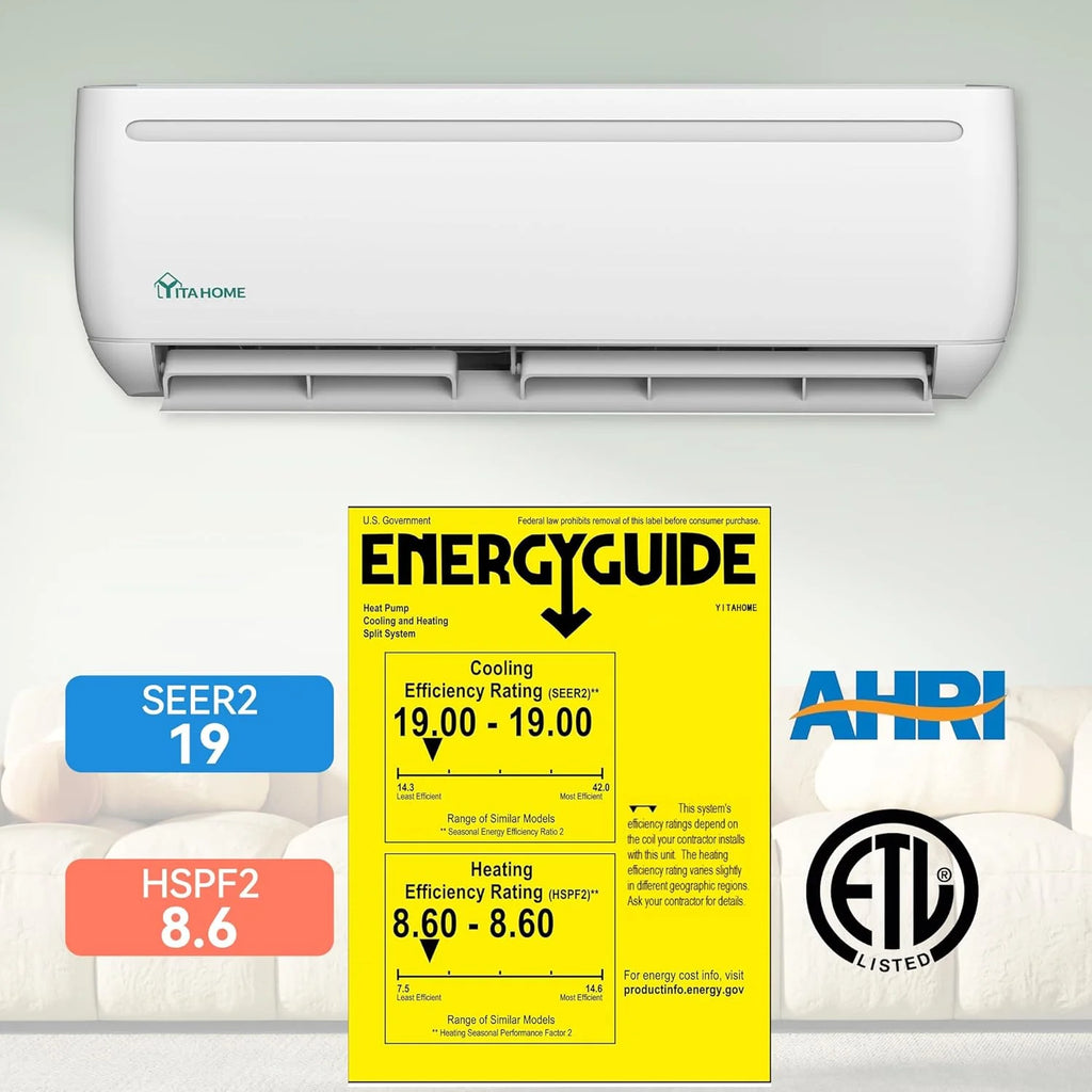 12000 BTU Mini Split Air Conditioner Heat Pump System, Wifi Enabled 20 SEER2 115V Inverter Ductless AC Cool Up to 750 Sq. Ft, Compatible with Alexa, Complete Installation Kit, White