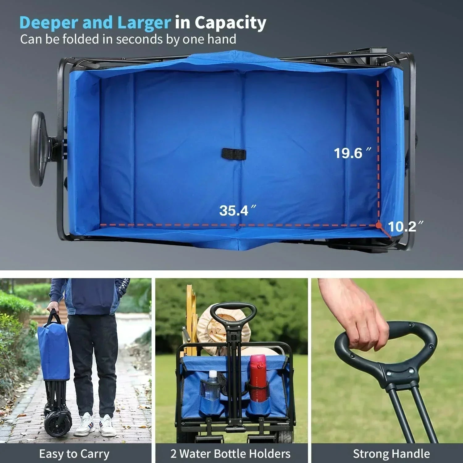 Heavy Duty 350 lb Capacity Foldable Caravan Outdoor Folding Camping Caravan Portable Grocery Cart