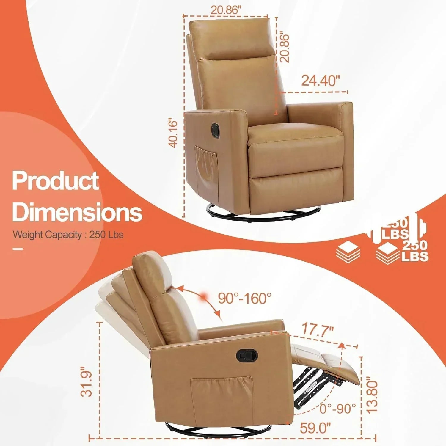 Sweetcrispy Massage Recliner Chair for Adults Adjustable Home Theater Seating