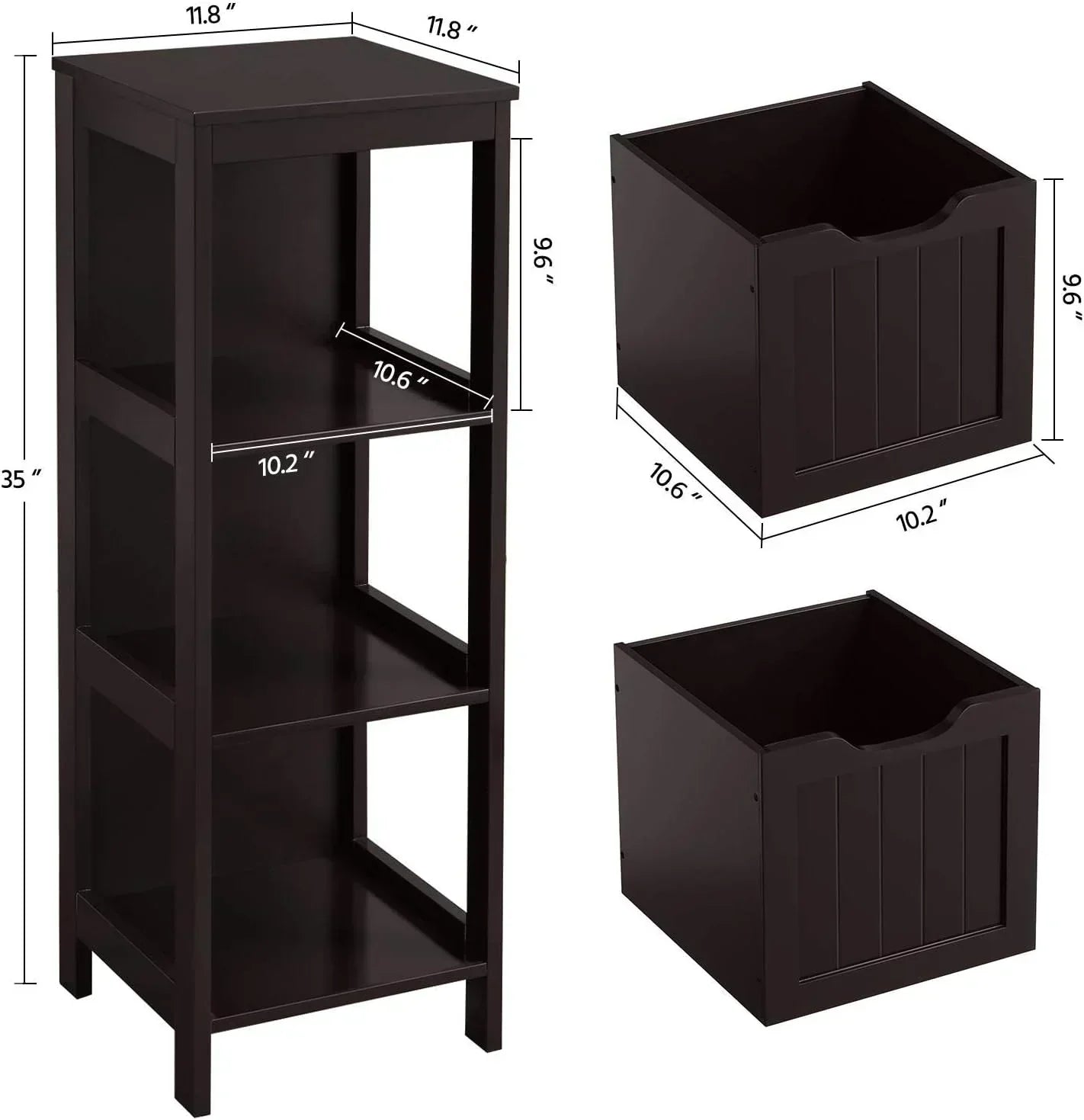 Bathroom Floor Cabinet Wooden Storage Cabinet with 2 Drawers Multifunctional Side Organizer Rack