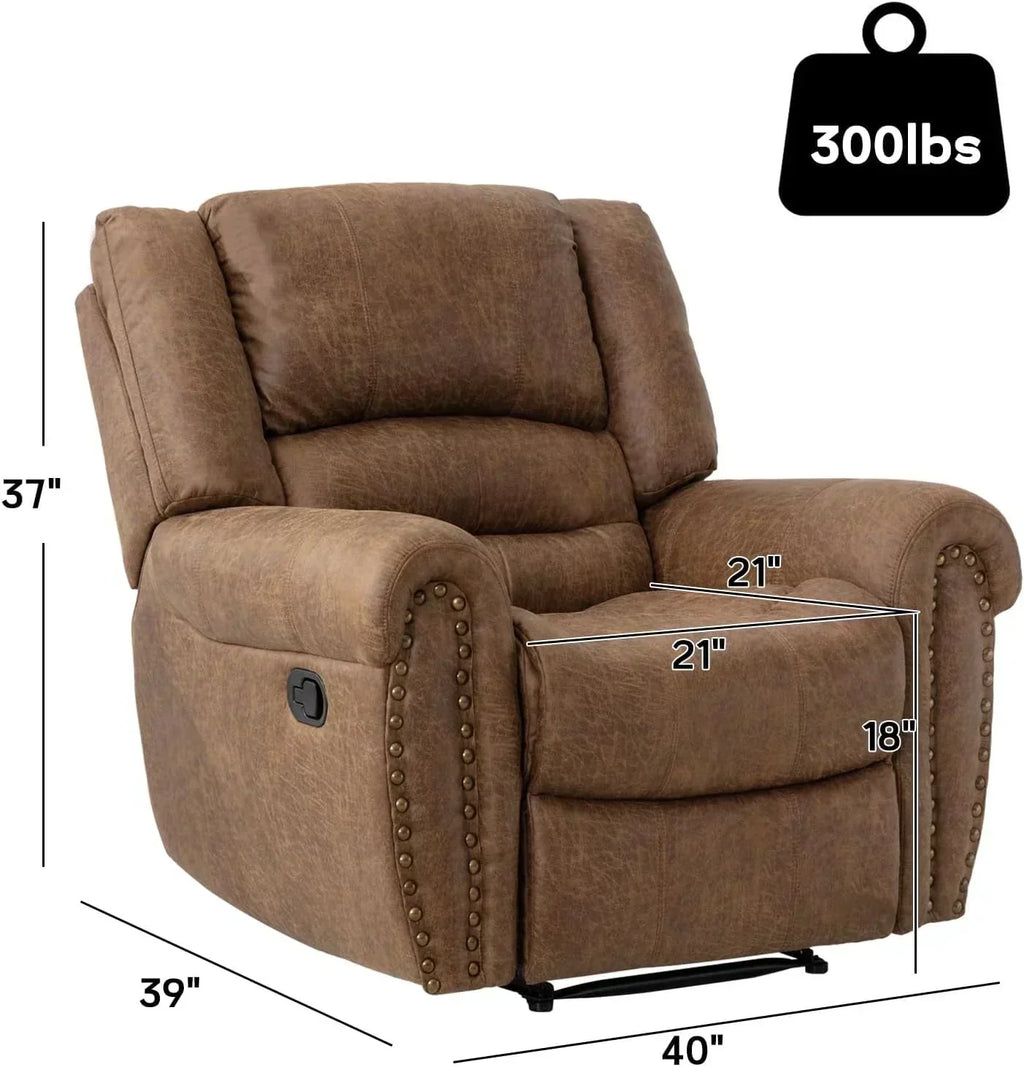 Leather recliner classic traditional manual recliner single sofa for living room