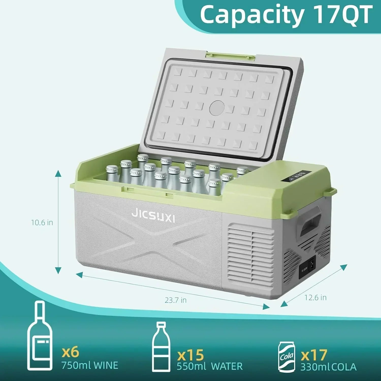 12V Car Refrigerator 17 Quart Portable Freezer 12 Car Fridge -4F~68F Compressor Electric Cooler