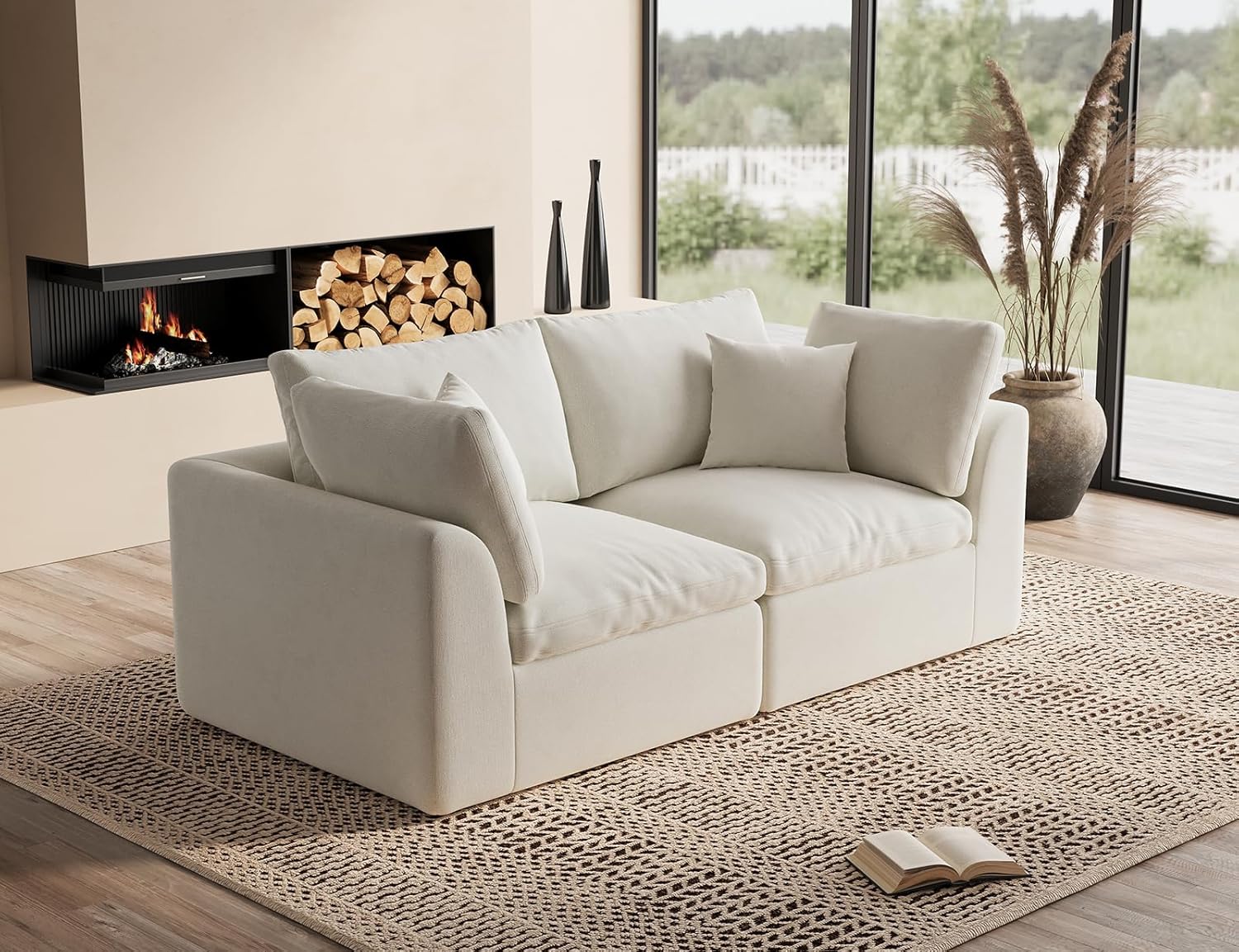 110 inch cloud sectional sofa for living room convertible L-shaped sofa 3 seater sectional sofa