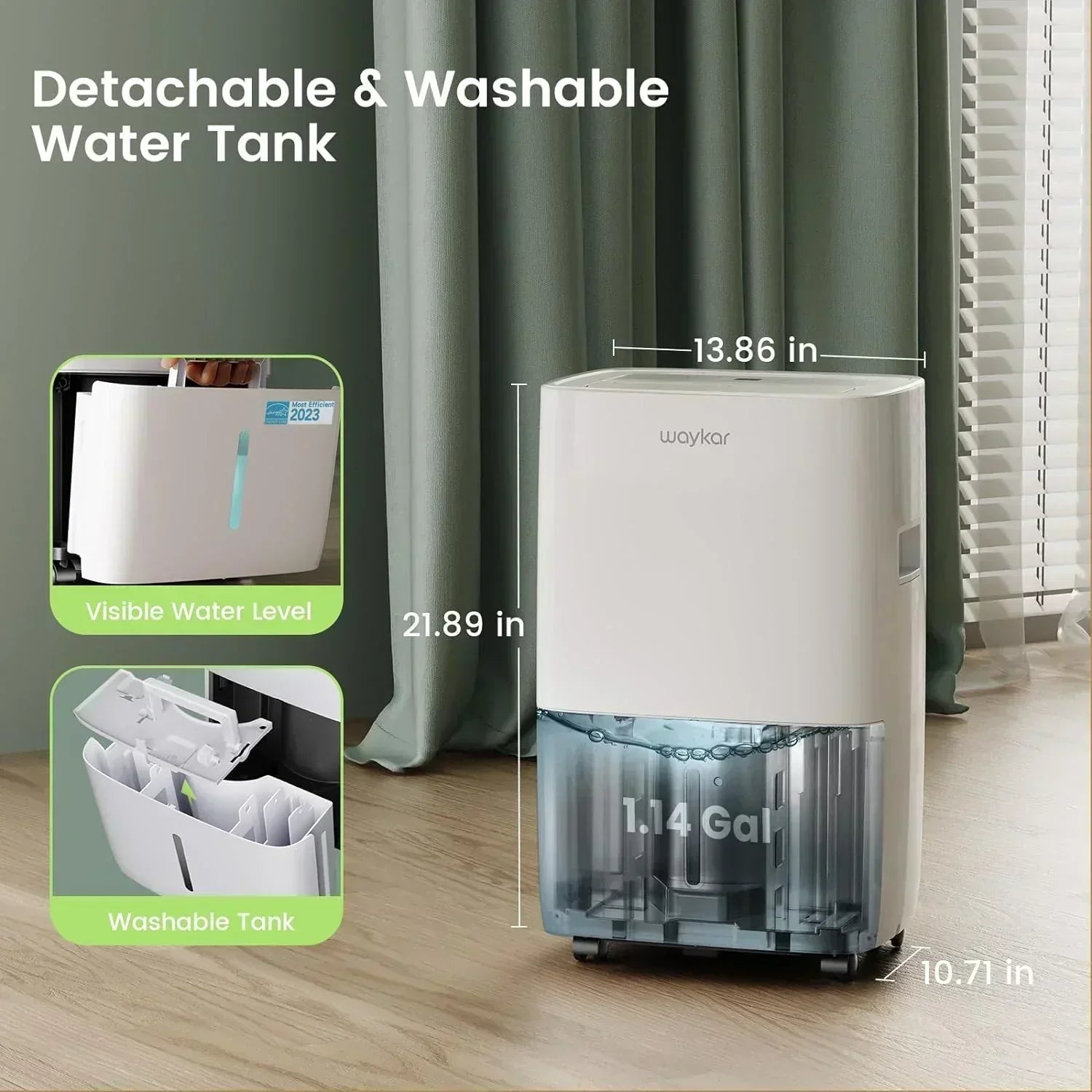 Waykar 2000 Sq Ft Dehumidifier for Home and Basements with Auto or Manual Drainage