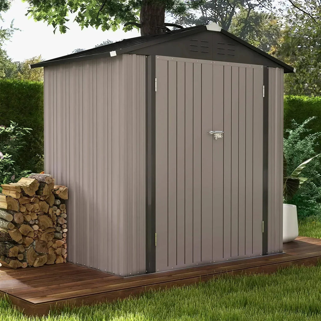Patiowell 5x3 FT Outdoor Storage Shed Tool Shed with Sloping Roof and Lockable Door Metal Shed
