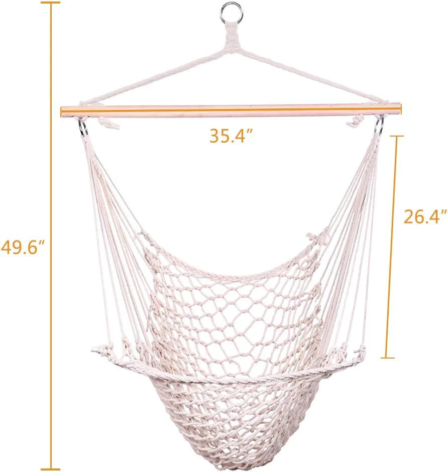 ONCLOUD Hammock Chair Hanging Rope Swing, Load Capacity Up to 550 LBS Macrame Hammock Swing Seat with Two Cushions, Hammock Seats with Portable Steel Spreader Bar for Indoor/Outdoor, Black