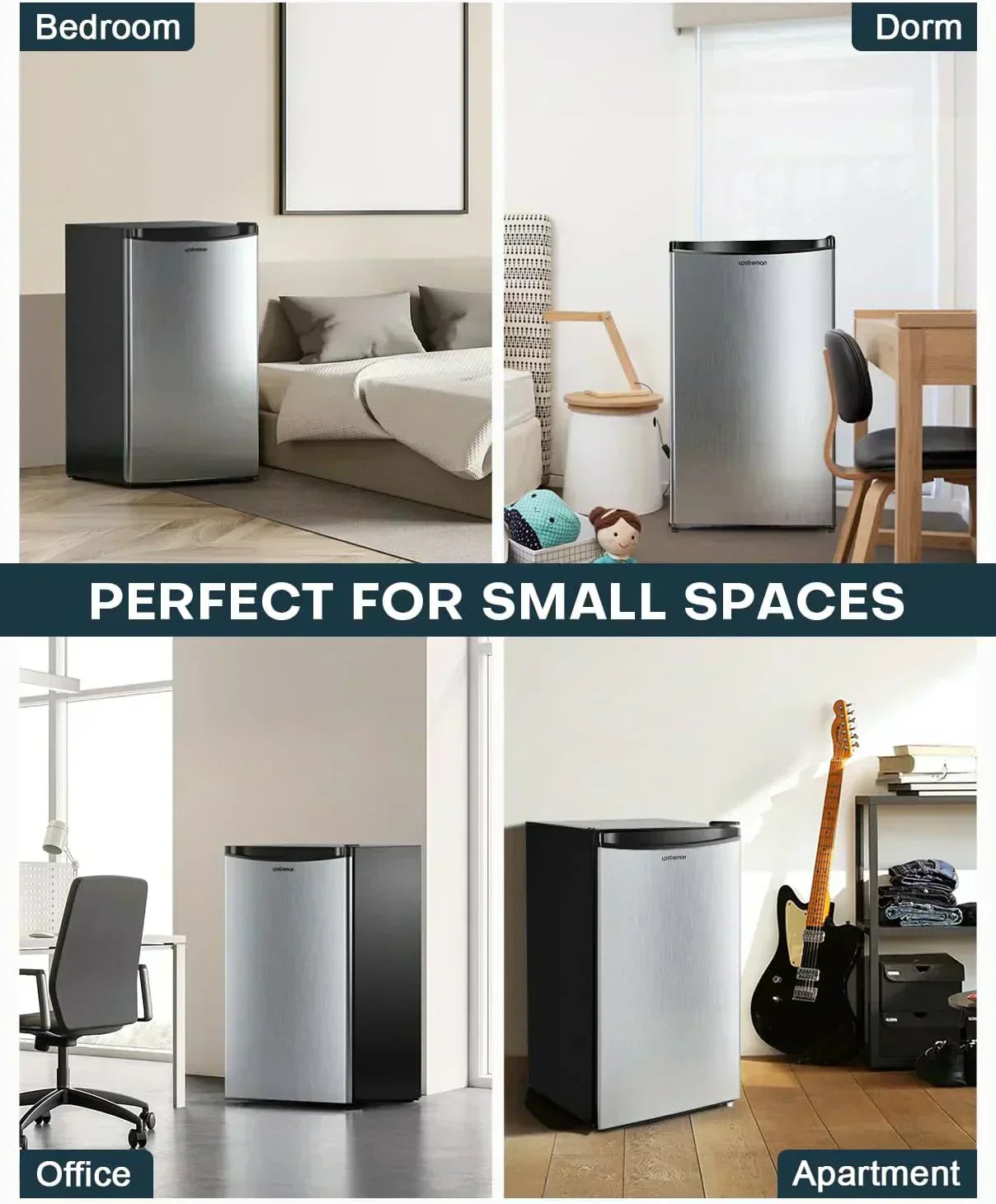 Upstreman 3.2 Cu.Ft Mini Fridge Freezer Single Door Fridge Dorm Fridge Adjustable Thermostat