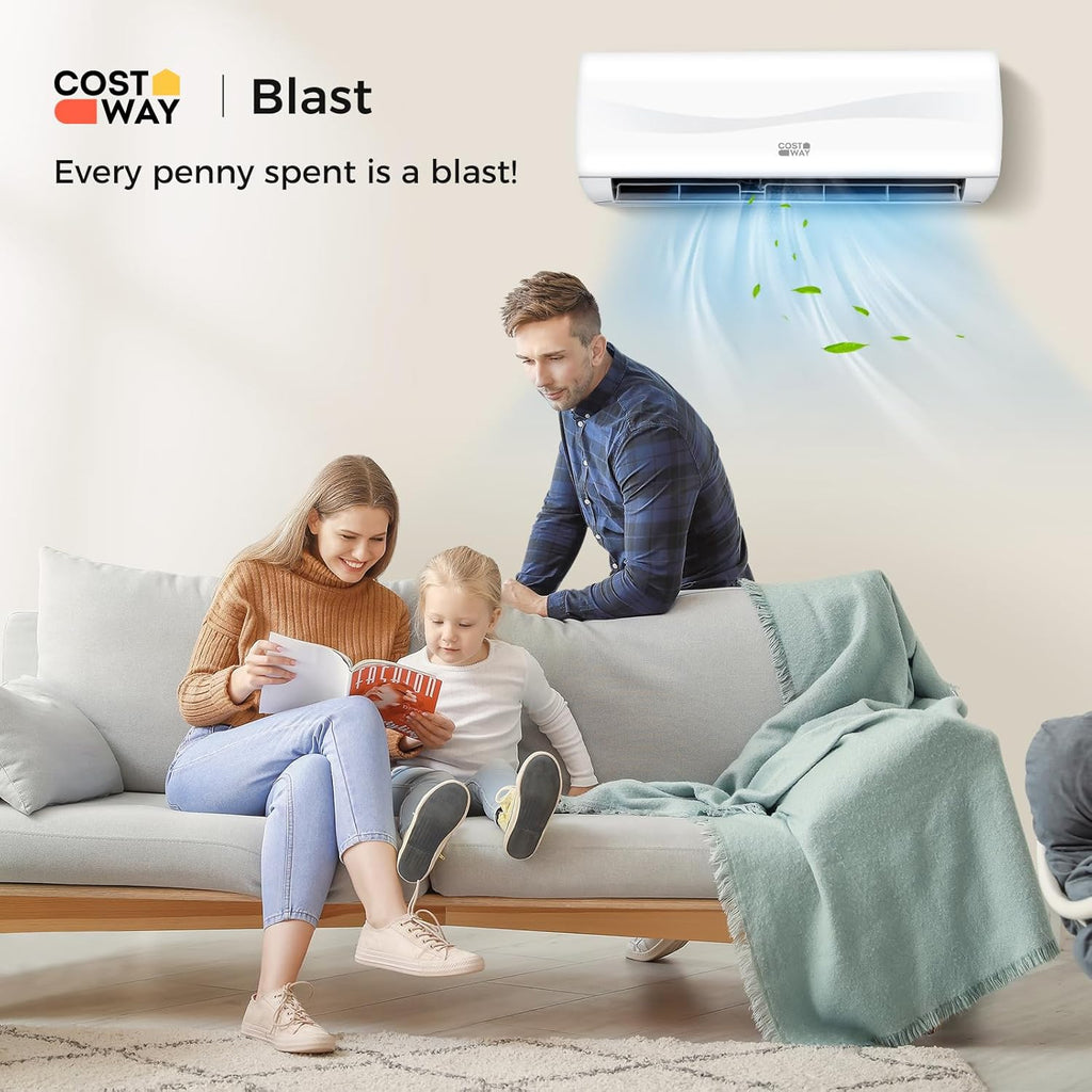 COSTWAY 12000BTU Mini Split Air Conditioner Heater 20 SEER2 115V Wall-Mounted Ductless