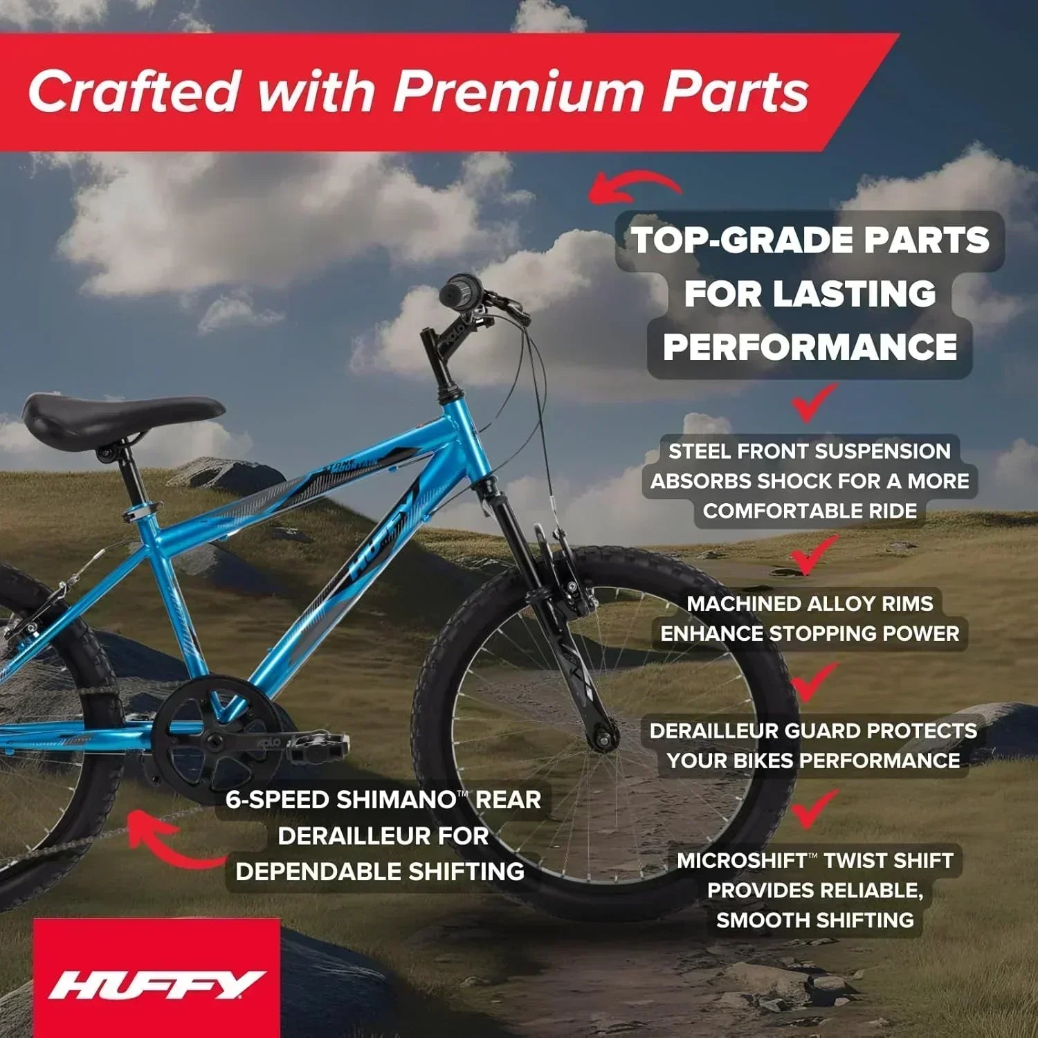 Huffy Stone Mountain Hardtail Mountain Bike for Boys/Girls/Men/Women 20/24/26 Sizes