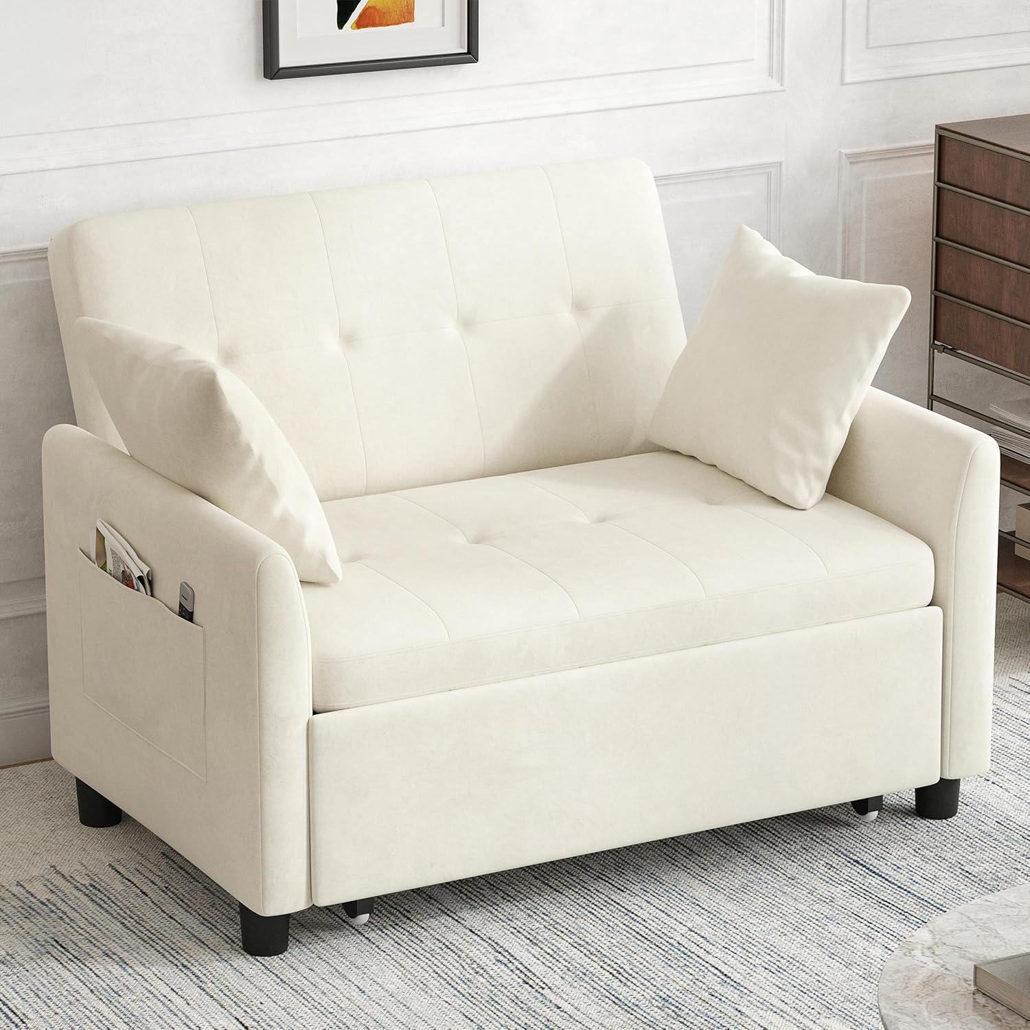 Sleeper Sofa Bed 3 in 1 Convertible Sleeper Couch Bed Pull Out Small Loveseat Sofa