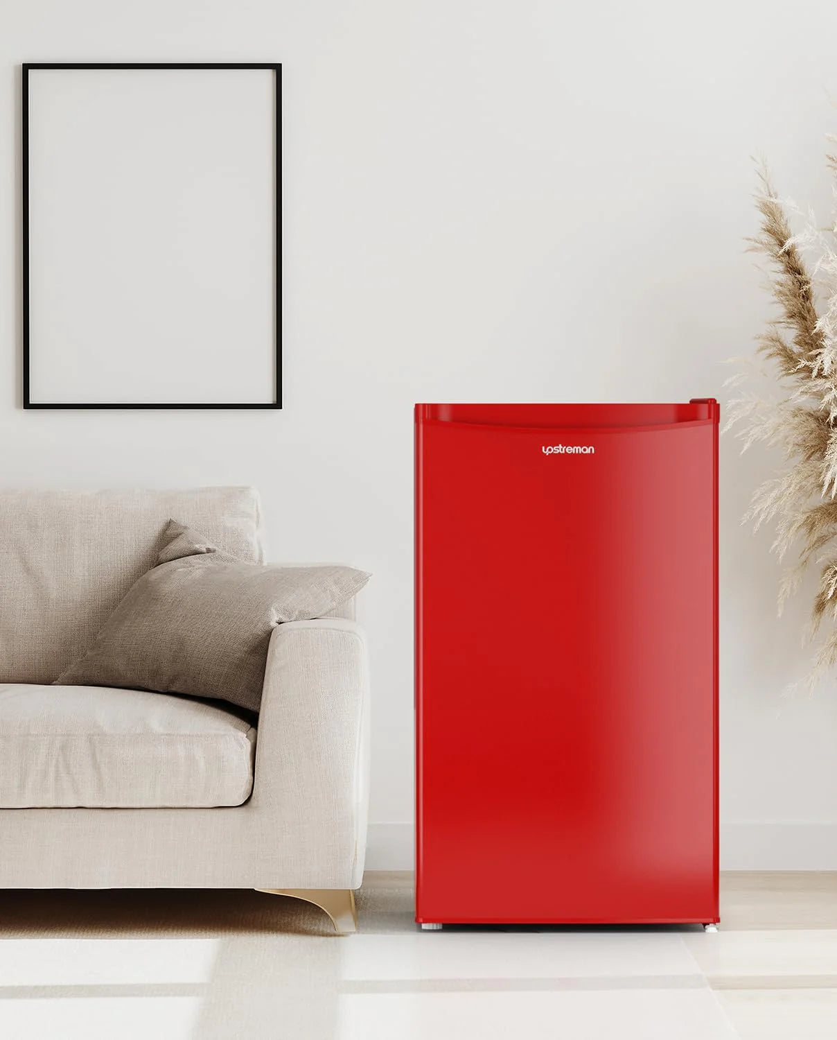 Upstreman 3.2 Cu.Ft Mini Fridge with Freezer, Single Door Mini Fridge, Dorm Fridge, Adjustable Thermostat, Mini Refrigerator
