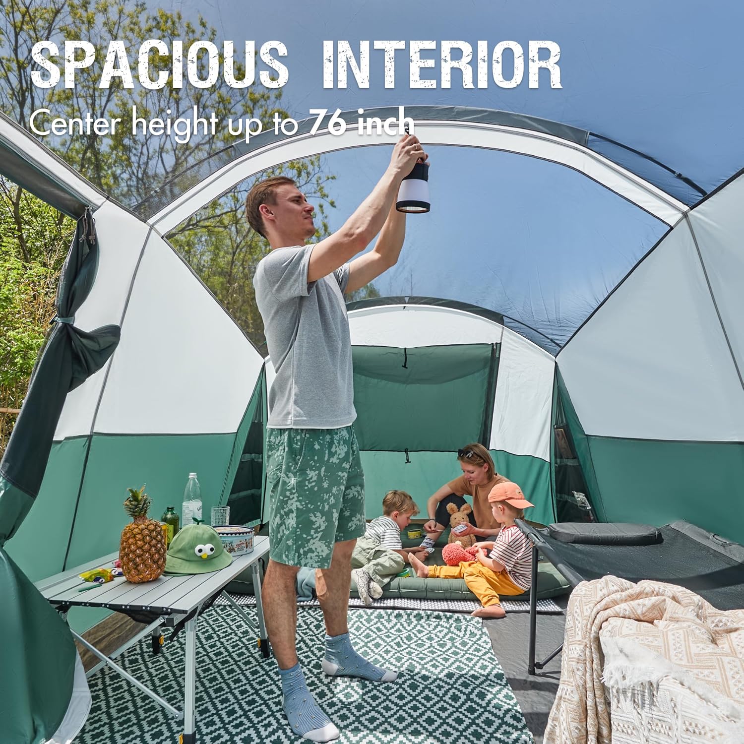 PORTAL 6/8/10 Person Family Camping Tent with Screen Room Water Resistant Big Tunnel Tent