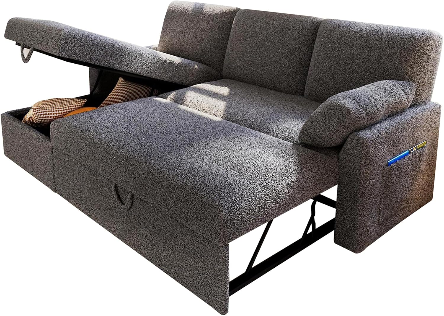 VanAcc Sofa Bed Sleeper Sofa with Storage Chaise 2 in 1 Pull Out Couch Living Room