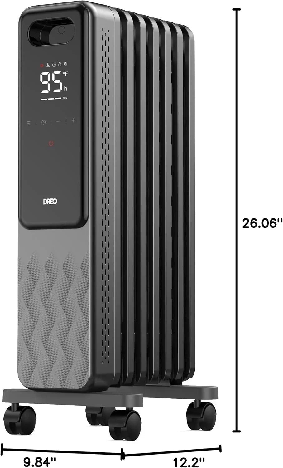 Indoor electric radiant heater with overheat and tip-over protection digital thermostat