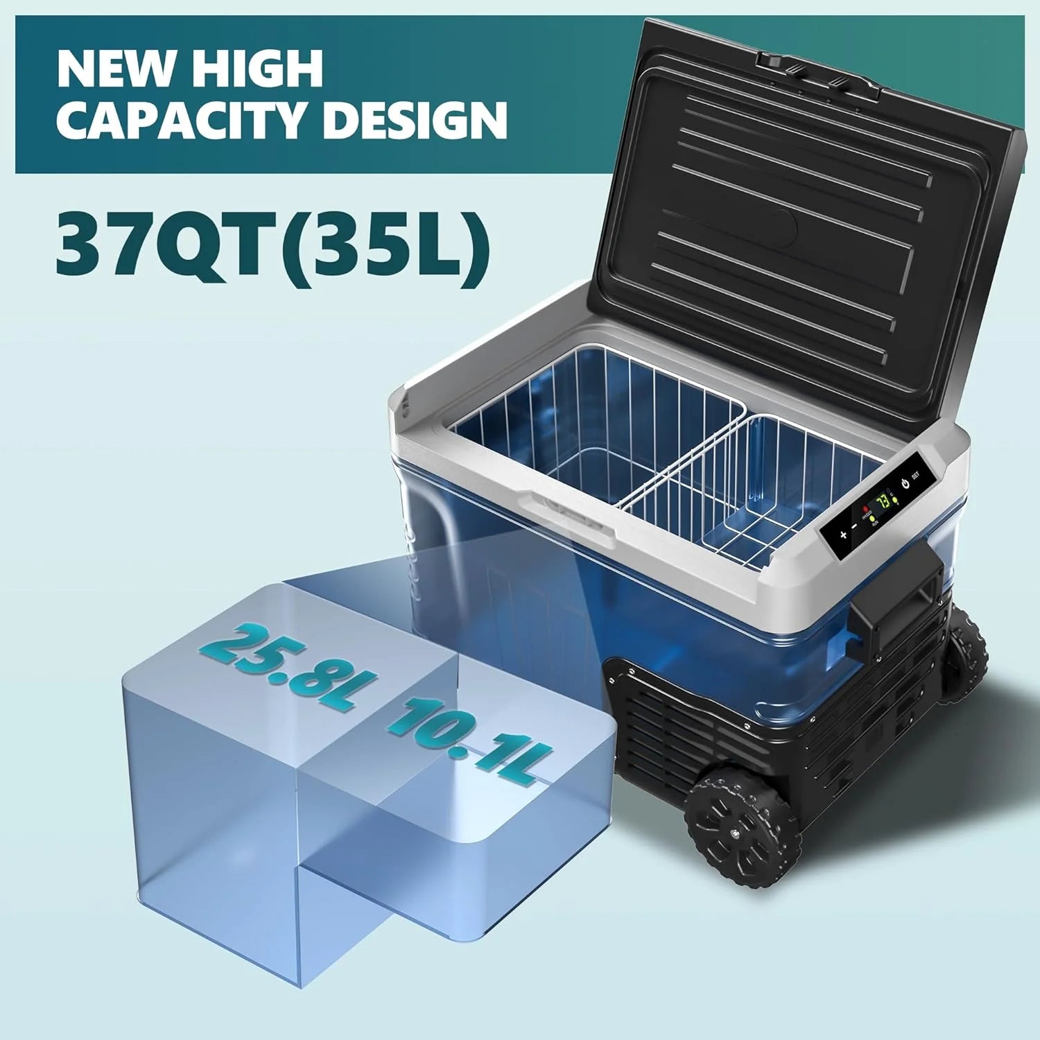 EUHOMY 12 Volt Refrigerator 53QT(50L) Electric Cooler Portable Freezer 12V/24V DC