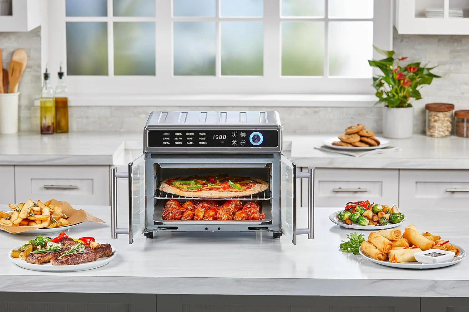 BLACK+DECKER Crisp 'N Bake Air Fryer Toaster Oven Combo, 12 in 1 Countertop Convection Oven Cooks Food Fast