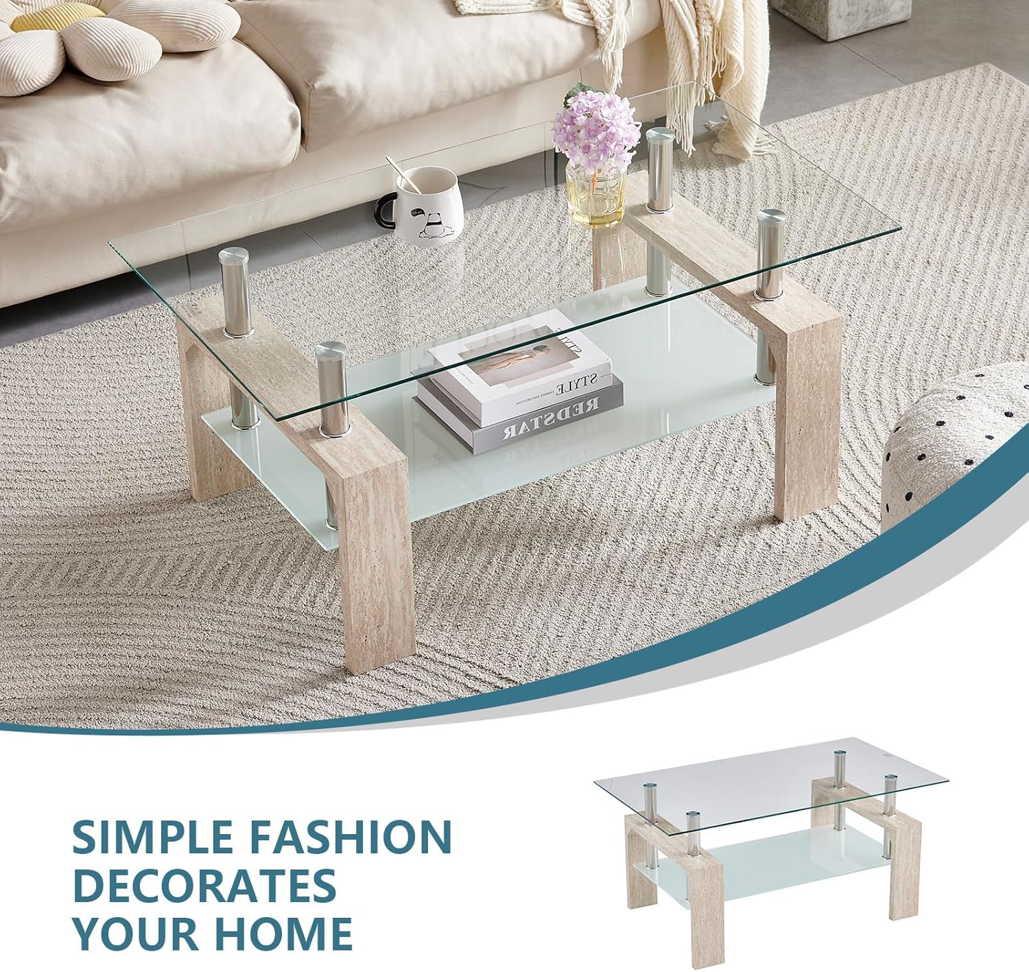 Living Room Rectangle Coffee Table Tea Table Suitable for Waiting Room Modern Side Coffee Table