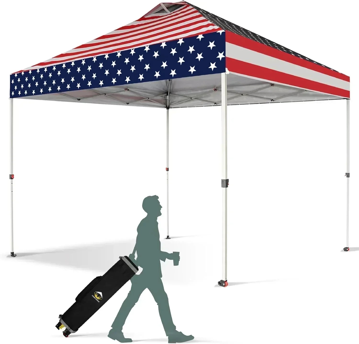 10x10 Pop-Up Awning One-Click Installation Beach Tent Outdoor Sunshade Silver Coated Top