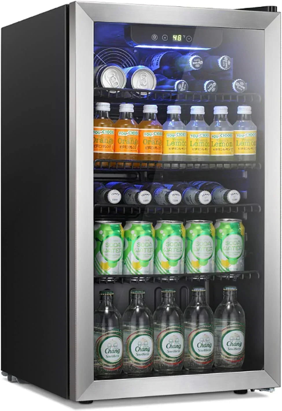Antarctic Star Beverage Refrigerator Cooler 68 Can Mini Fridge with Glass Door for Beer Drinks Wine