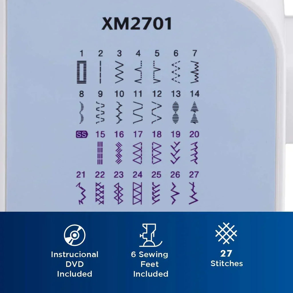 Brother XM2701 Sewing Machine Lightweight Full Featured 27 Stitches 6 Included Feet