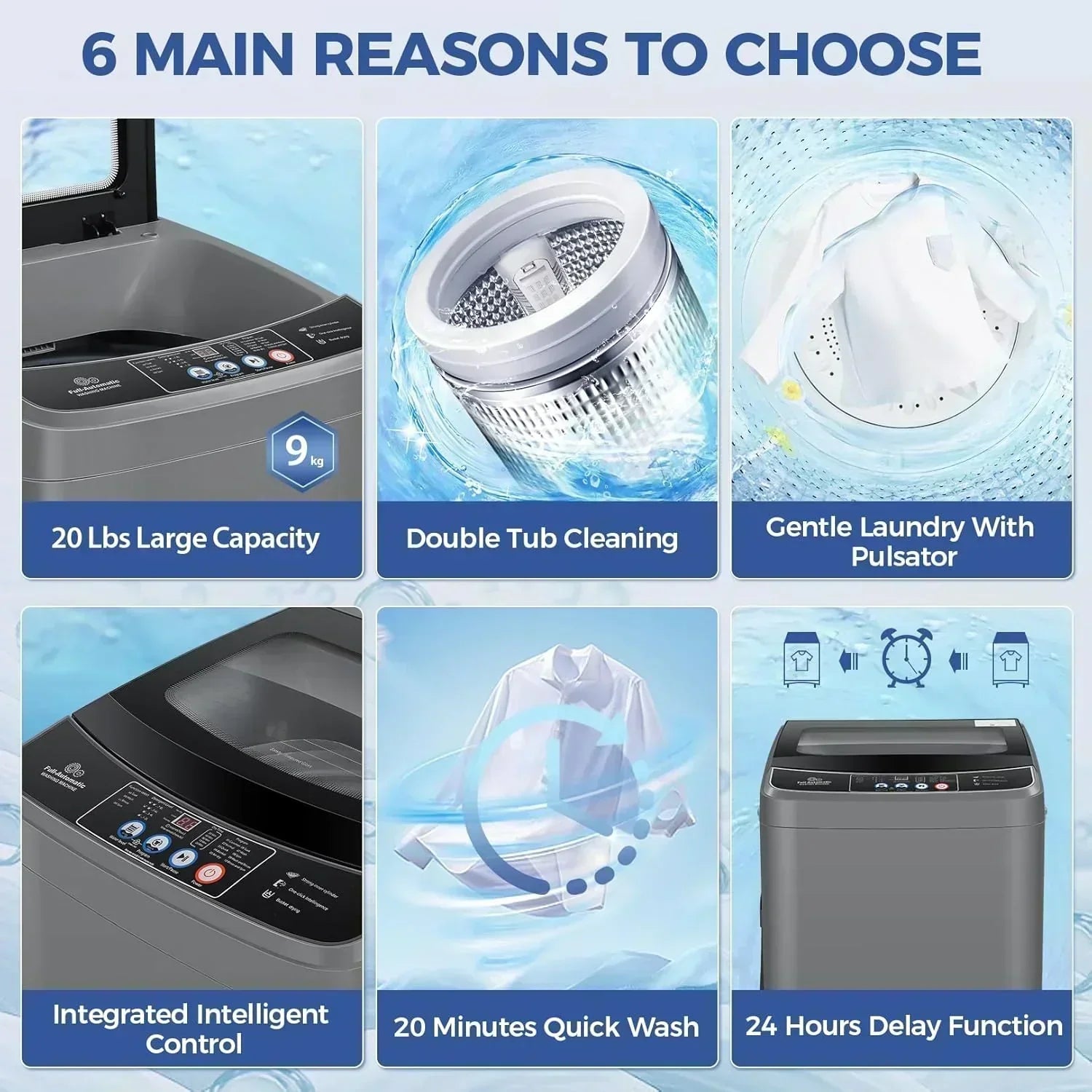 Nictemaw Portable Washing Machine 20Lbs Capacity Full-Automatic Portable Washer Machine