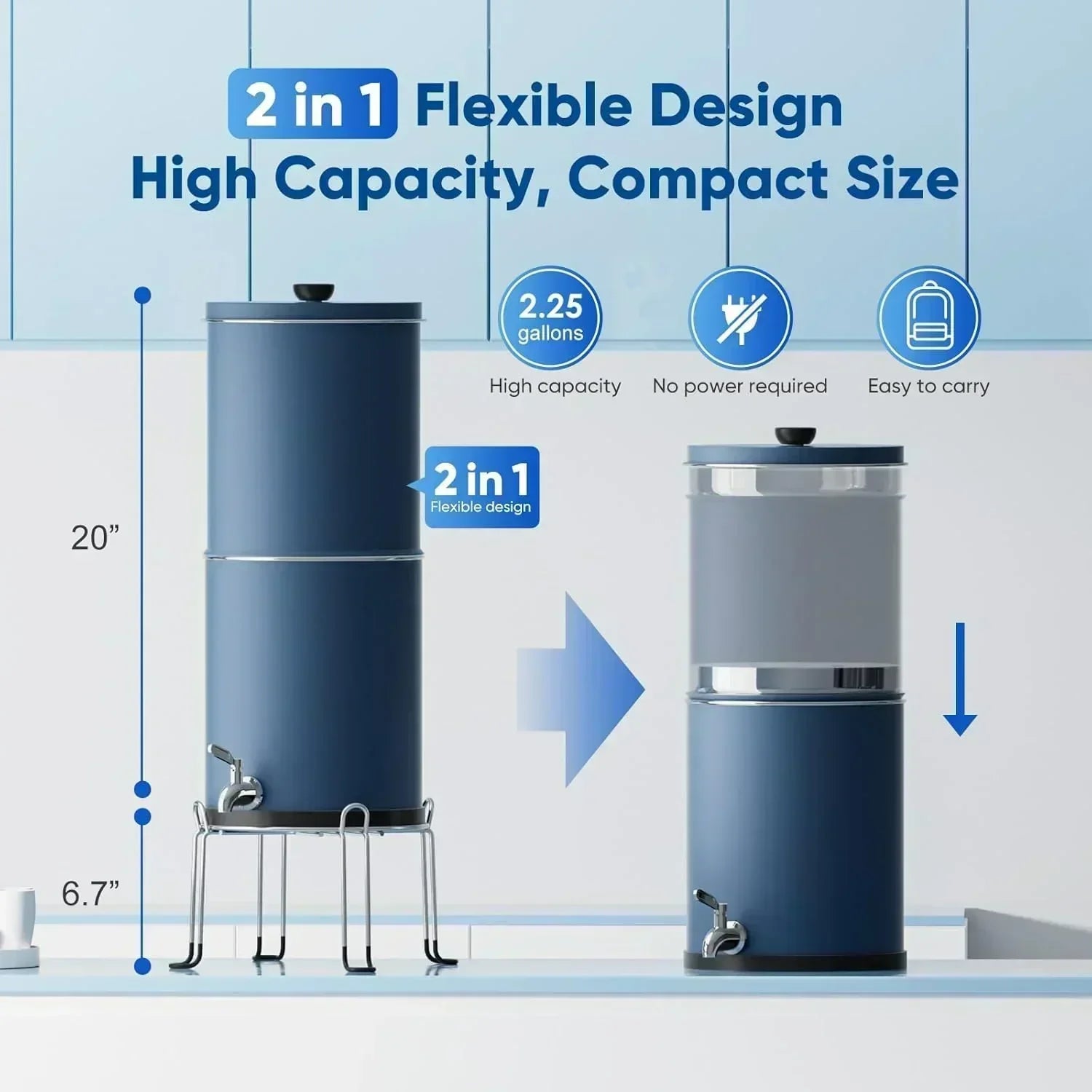 Purewell three-stage 0.01��m ultrafiltration gravity water filtration system 304