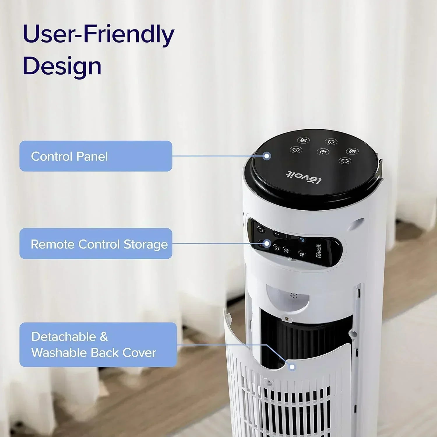 LEVOIT Tower Fan for Bedroom Standing Fan with 28dB Quiet for Sleep Remoter 12H Timer
